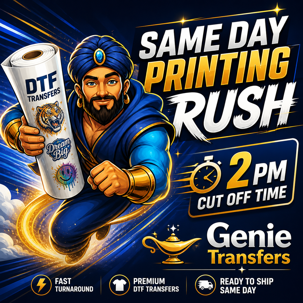 Same Day Printing Rush DTF Transfers