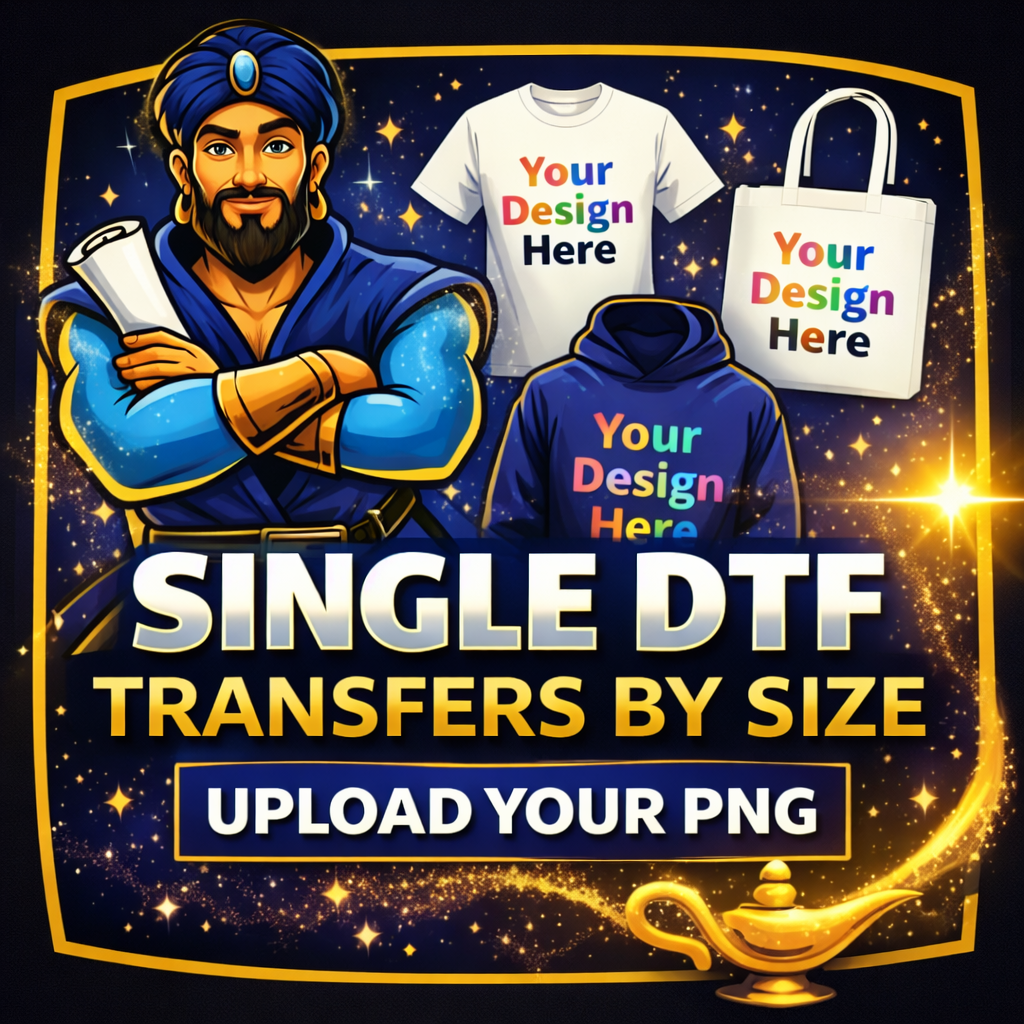 Single DTF Transfers by Size – Upload Your PNG