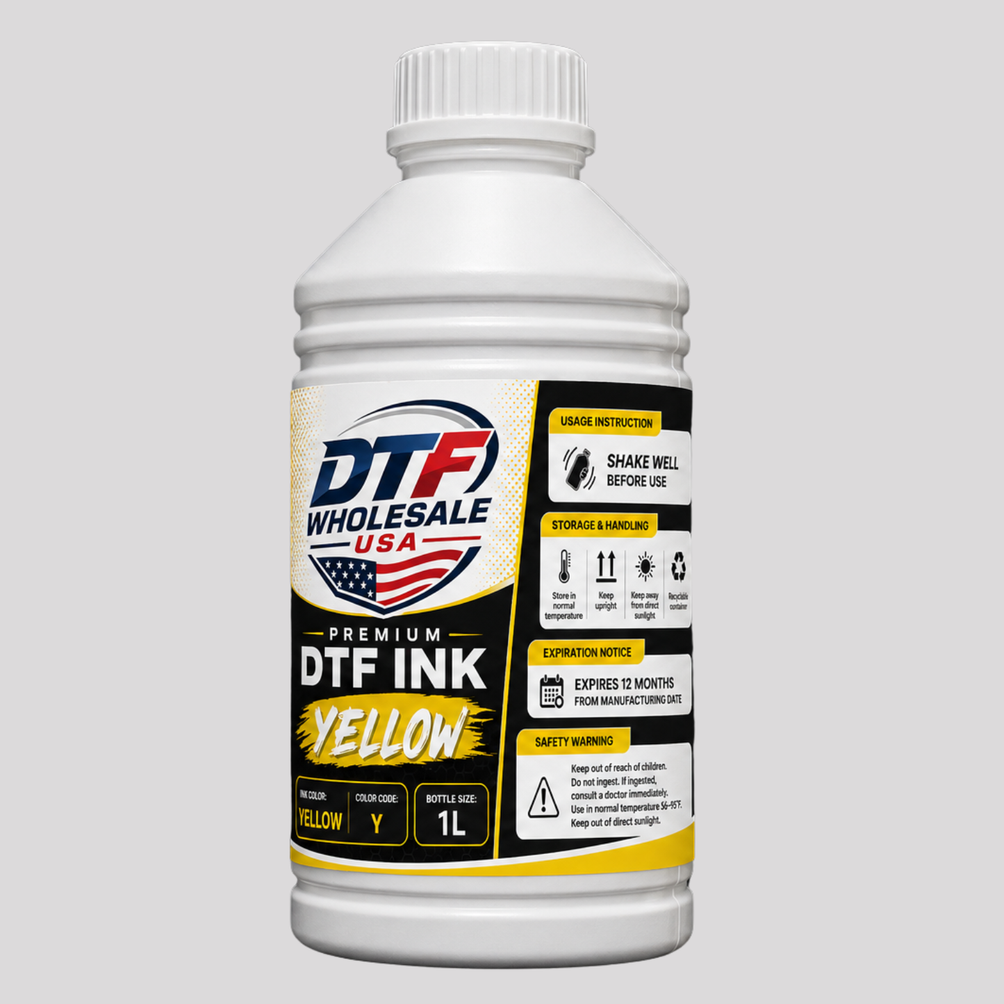 Premium Yellow DTF Ink – 1L Bottle