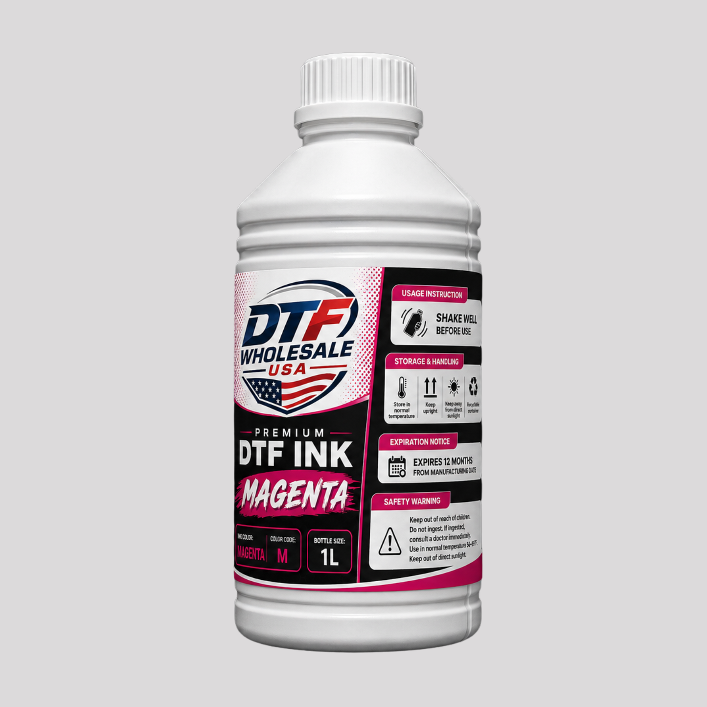 Premium Magenta DTF Ink – 1L Bottle